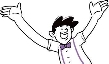 인물이 두 팔을 번쩍 들어 올리며 활짝 웃고 있는 모습으로, 학습 성취를 통한 즐거움과 만족감을 표현하는 모습