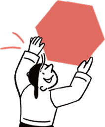 한 인물이 큰 육각형 모양의 블록을 머리 위로 힘차게 들어 올리며, 사고력과 집중력을 키우고자 하는 의지를 표현하는 모습